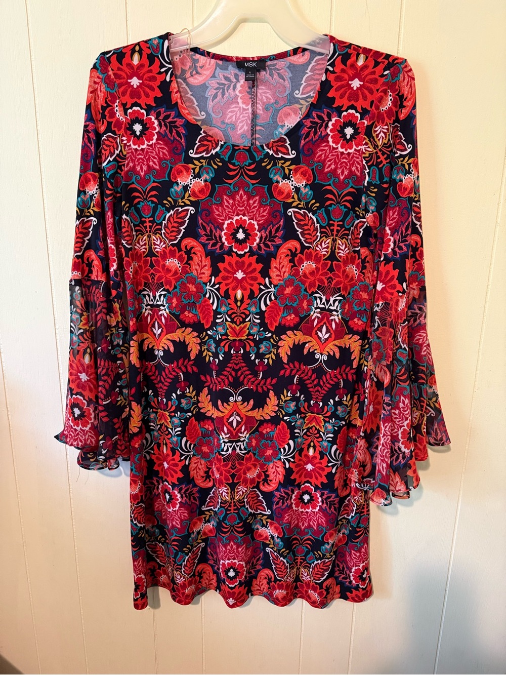 MSK Floral Dress With Bell Sleeves